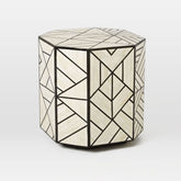 Bone Inlay Side Table Full Geometric Black 2